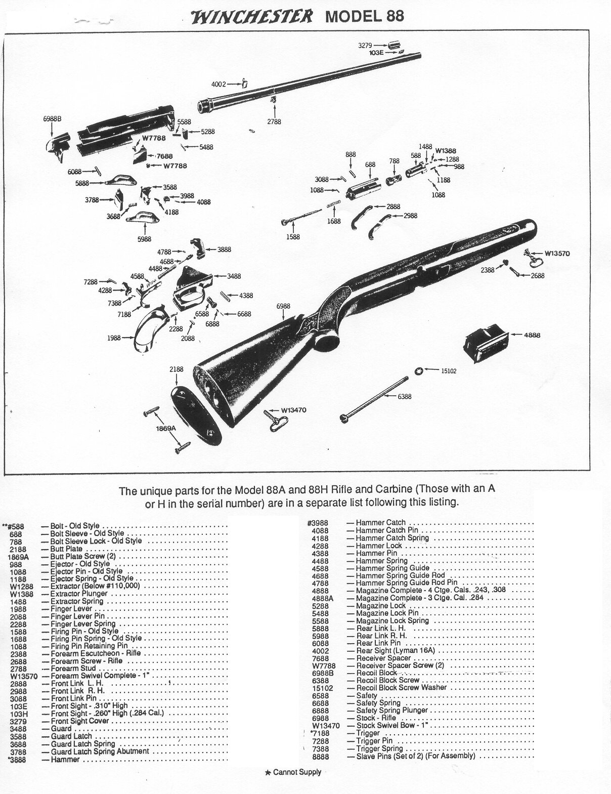 Winchester 1938 Component Parts Catalog 